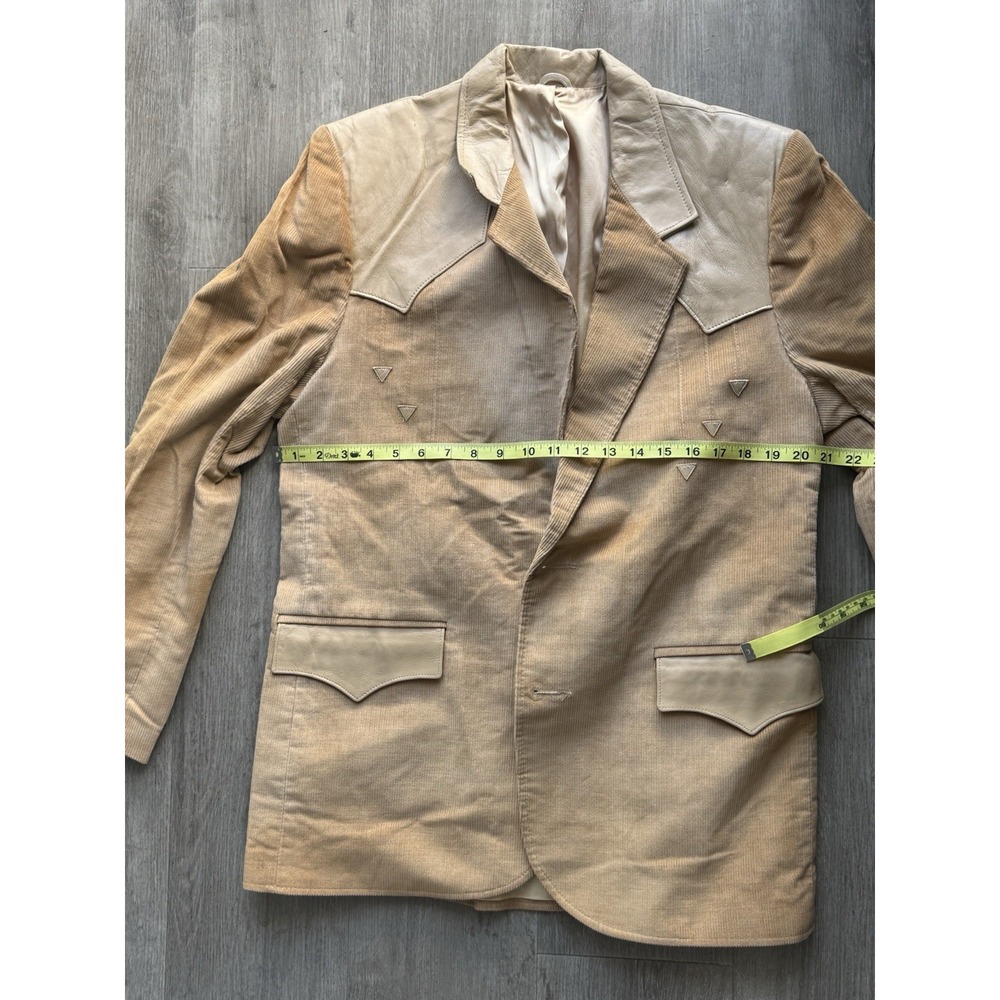 Vintage Pioneer Wear Genuine Leather Western Blazer Jacket Tan Made USA - Picture 13 of 14